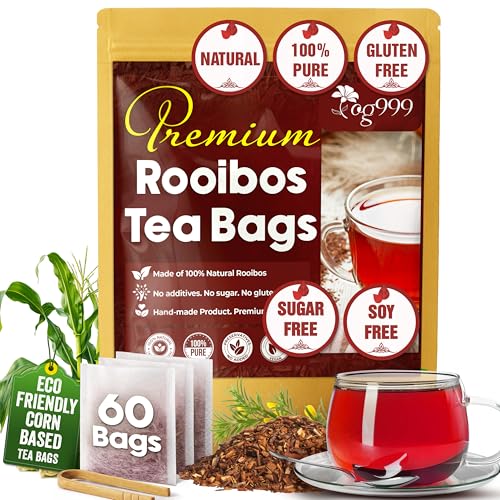 TOG999 Red Rooibos Tea Bags, Rooibos Herbal Tea, Caffeine-Free, 60 Count