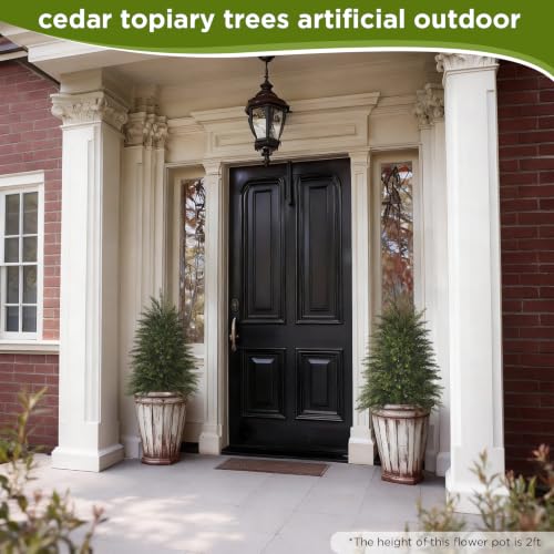 Image of 3 ft Artificial Topiary Cedar Trees Set of 2 for Outdoor