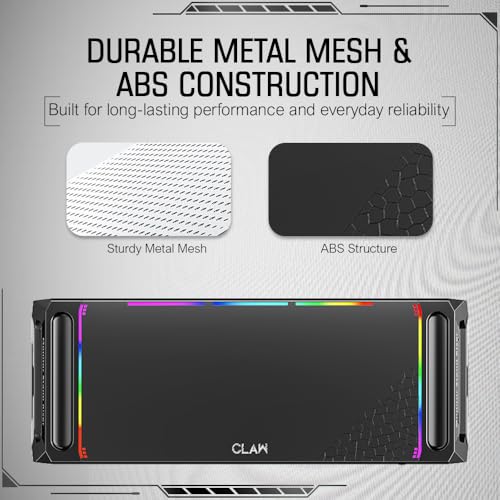 Image of Claw Dock T6 Monitor & Laptop Stand with 10 RGB Modes, Foldable, 4-Port USB Hub (1x 3.0 + 3X 2.0 Ports), Hidden Phone Holder & Drawer, Metal Build, 30kg Load, 130cm Cable for Gaming, Home & Office