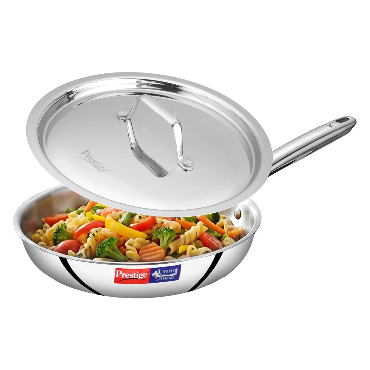 Prestige 26cm/2.3L Tri-Ply Stainless Steel Splendid Fry Pan with Lid|Gas and Induction Compatible|Even Heat Distribution| Thick Gauge Tri-Ply Body|15 Year Warranty-image-12