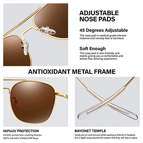 Aviator Sunglasses for Men Women, Polarized Driving Metal Frame Pilot Sun Glasses with UV Protection4