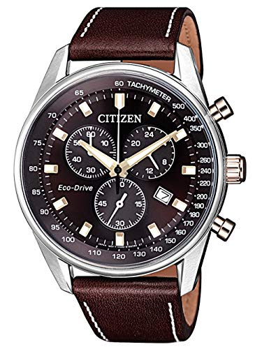 Preisvergleich Produktbild Citizen Herren Chronograph Quarz Uhr mit Leder Armband AT2396-19X