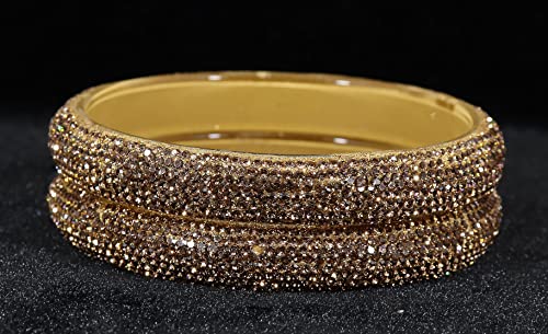 Image of NMII Glass with Zircon Gemstone and Glitter Kada Set For Women and Girls