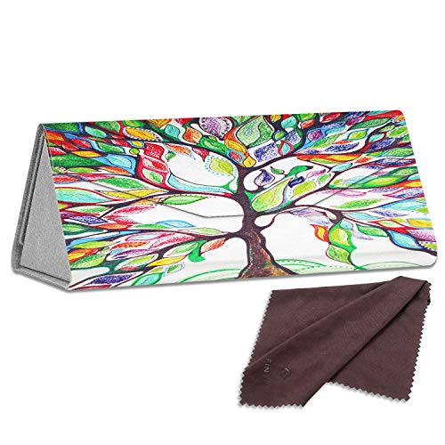 Preisvergleich Produktbild Fintie faltbares hartschale Brillenetui mit Magnetverschluss, Anti-Kratzer Kunstleder Brille Schutzhülle Aufbewahrungsbox Sonnenbrillen Etui Hardcase, Liebesbaum