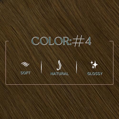 Image of Easyouth Sew in Hair Extensions Real Human Hair Brown Weft Hair Extensions Medium Brown Soft and Smooth Sew in Weft Hair Extension Human Hair Washability 14 Inch 70G