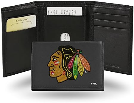 NHL Rico Industries Embroidered Leather Trifold Wallet, Chicago Blackhawks