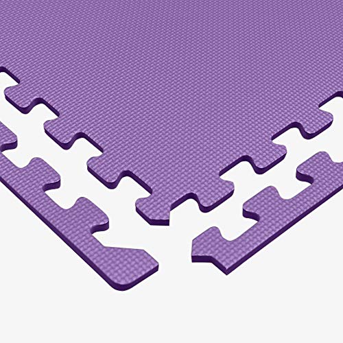 Image of We Sell Mats Premium Foam Interlocking anti-fatigue tiles great for gyms PX90 Insanity Pilates Yoga aerobics cardio trade shows kids payrooms and more. Purple 16 SQFT-4 Tiles