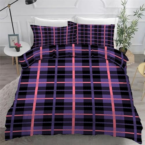 Housse de couette 160x200 en microfibre douce violette imprimé géométrique - 6