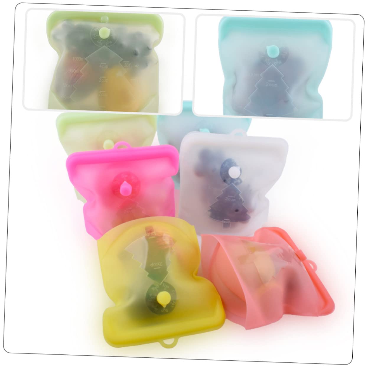 Sacchetti Per Alimenti in Silicone Autosigillanti Sacchetti Per Congelatore A Tenuta Stagna Per Carni Snack Cereali Frutta Casuali