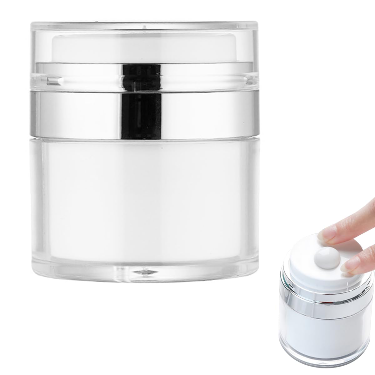 15ml Cream Jar Vacuum Bottle with Pump Refillable Travel Size Containers for Creams Lotions Sample Empty Makeup Cosmetic Jar Lotion Dispenser (15ML(5.5CM*6CM))