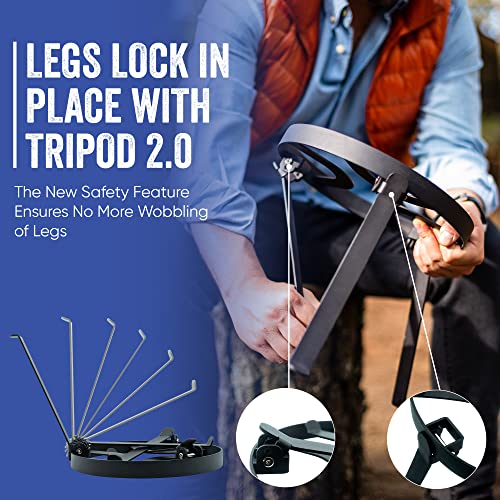Diliboz Campfire Tripod For Dutch Oven 2.0 - Camping Tripod For Cooking - Campfire Cooking Stand - Cooking Tripod - Open Fire Tripod Grill For Cooking In Cast Iron - Legs Lock In Place #TOP1