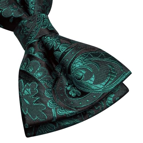 Image of Hi-Tie Bow Ties for Men Pre-Tied Pocket Square with Cufflinks Mens Bowtie Sets for Wedding Formal Party