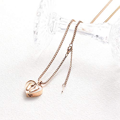 XSMZB Always in My Heart Baby Feet Ashes Keepsake Urn Pendant Necklace Cremation Urns Memorial Jewelry (Rose Gold-1)