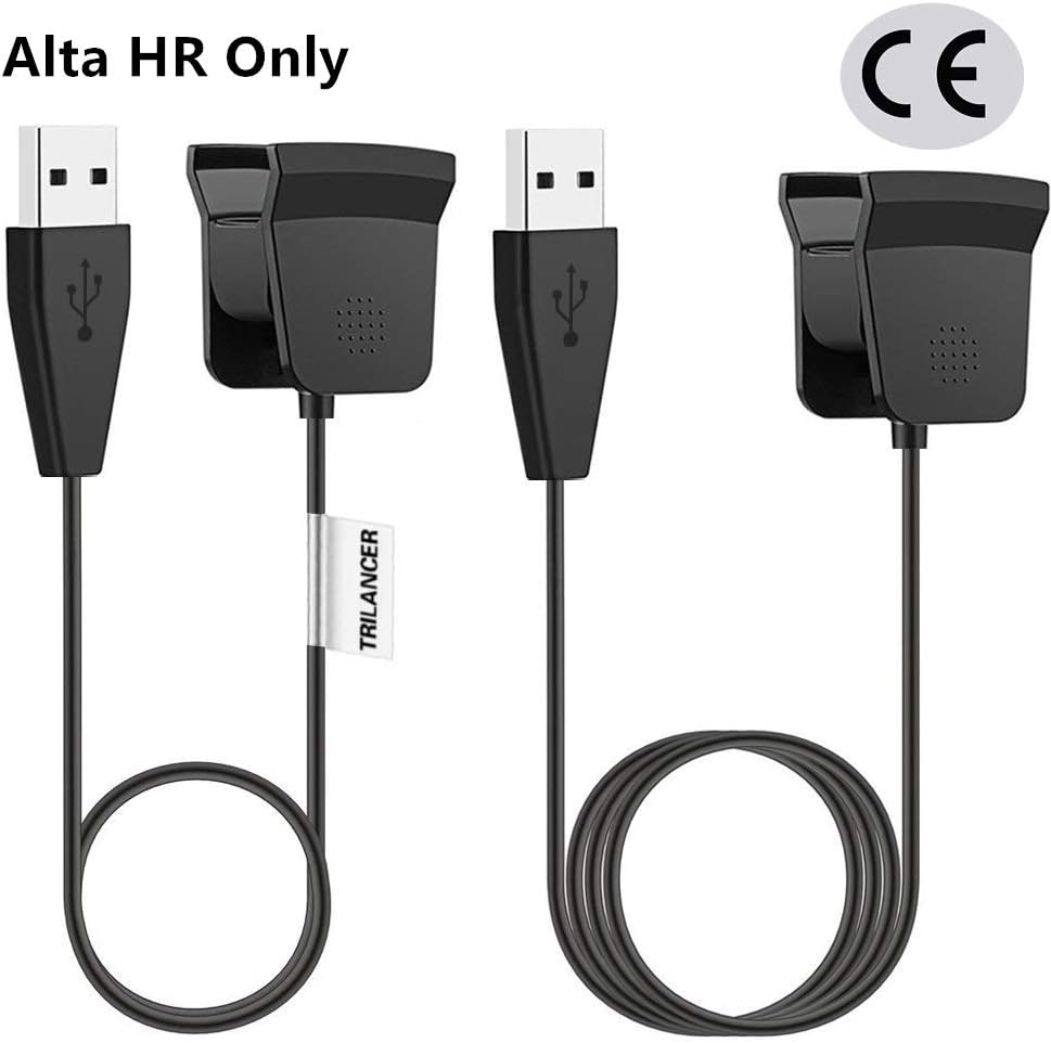 Trilancer Charging Cable Charger for Fitbit Alta HR, Certified USB Replacement Cord, 2-Pack 1.5ft+3ft, Ultimate Safety Superior Protection(Not for Alta, No Restart Button)