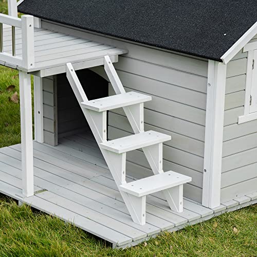 Pawhut USD02-0790131 Wooden Dog House Outdoor With Porch, Cabin Style Raised Pet House thumb #7