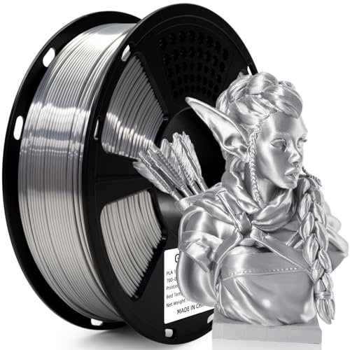 GIANTARM PLA filament 1.75mm 3D Drucker printer Filament 335M/Rolle 1kg Vakuumverpackt gut gewickeltes ohne Warping filament Silk Silber