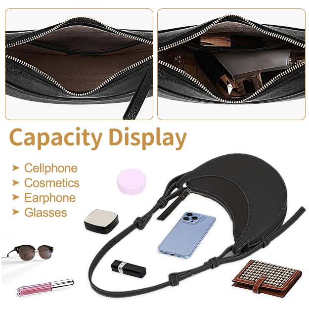 Image of Saddle Bag for Women Crescent Bag Shoulder Bag Purse Hobo Handbag Leather