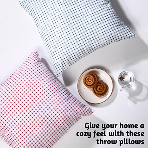 Folkulture Christmas Pillow Covers 18X18, Set Of 4 100% Cotton Farmhouse Throw Pillow Covers For Home Décor, Decorative Pillow Cases Or Cushion Covers For Christmas Decor - Square, Noel (Red Green) #TOP5