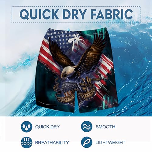 LAOLIUSN Men's Bald Eagle Board Shorts Animal Graphic Beach Shorts3