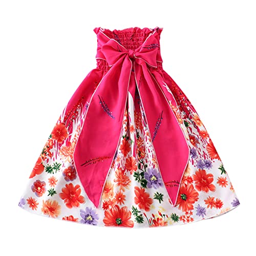 KAGAYD Toddler Baby Girls Summer Clothes Bow Tie Sleeveless Dress Donut Print Ruffle Sundress Bandage Dresses3