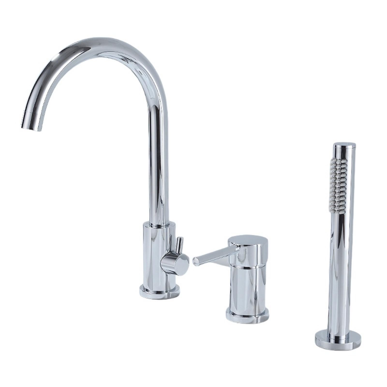 SBCGFY Black Bath Shower Mixer Tap - Deck Mounted 360° Rotating Bath Taps With Handheld Showerhead - Modern Bathroom Faucet For Tub & Shower System,Chrome