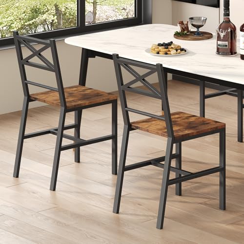 MAHANCRIS Rustic Wooden Kitchen Chairs Set of 2