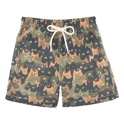 ALAZA Dark Cat Animal Kitten Lovely Boys Quick Dry Beach Board Shorts Kids Swim Trunks Bathing Suit Swimsuit 4T Multicolor
