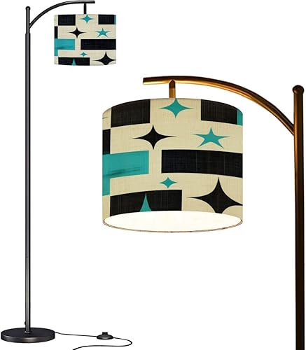 Arc Floor Lamp Mid Century Retro Abstract Geometric Space Vintage Classic 1950S 1960S Tall Standing Lamp Modern Dimmable with Remote Adjustable Drum