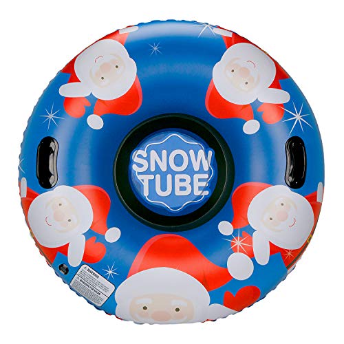 Leader Accessories Trineo Hinchable de Nieve Tubo de Esquí Inflable con Manijas Snow Tube Juguetes de Nieve Invierno para Niños y Adultos Grande con Mochila (Papá Noel)