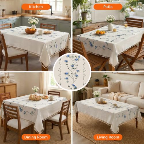 Image of Amazon Basics Tablecloth for Dining Table Cover, Microfiber Fabric Rectangle Tablecloth, 40x60 Inches 4 Seater (White Floral, 4 Seater)