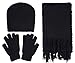 Women's 3 Piece Winter Set - Knitted Beanie, Scarf, & Gloves,Black