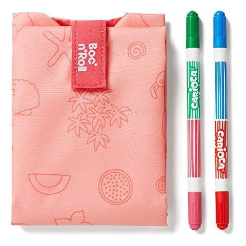 Roll'eat - Boc'n'Roll Paint | Reusable Ecological Paintable Sandwich Wrap | BPA Free | with Washable Pens | Flamingo Cover