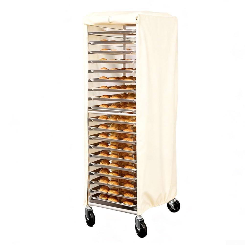Copertura per panetteria, impermeabile, resistente alla polvere, tessuto Oxford 420D, 58,4 x 71,1 x 162,6 cm, ottimizzata per rack standard (metri bianchi)