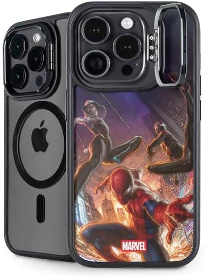 Skinit Kickstand Phone Case Compatible with iPhone 16 Pro - Officially Licensed Marvel Spiderman New Suit Spiderman Design
