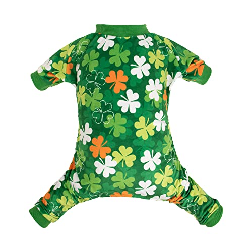 Image of CuteBone Clover St.Patrick's Day Small Dog Pajamas Soft Puppy Pjs Fleece Stretchy Onesie Cat Clothes for Daily Wear P275M