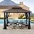 Sunjoy Hardtop Gazebo 10 x 12 ft. Outdoor Gazebo, Heavy Duty Steel Frame Gazebo, Double Tiered Metal Gazebo with Ceiling Hook and Mesh Netting, Brown