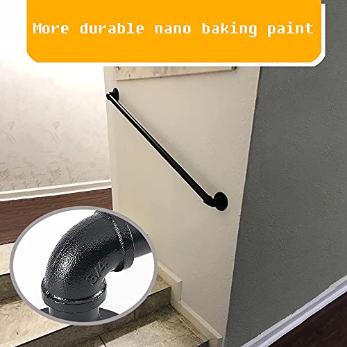 Wall Hand Railings For Stairs, Kerlitar 3.3Ft Hand Rails Staircase Steps Hand Rail For Indoor Stairs, Non-Slip Grab Bar Galvanized Steel Industrial Pipe Wall Support Loft Round Corner #TOP3