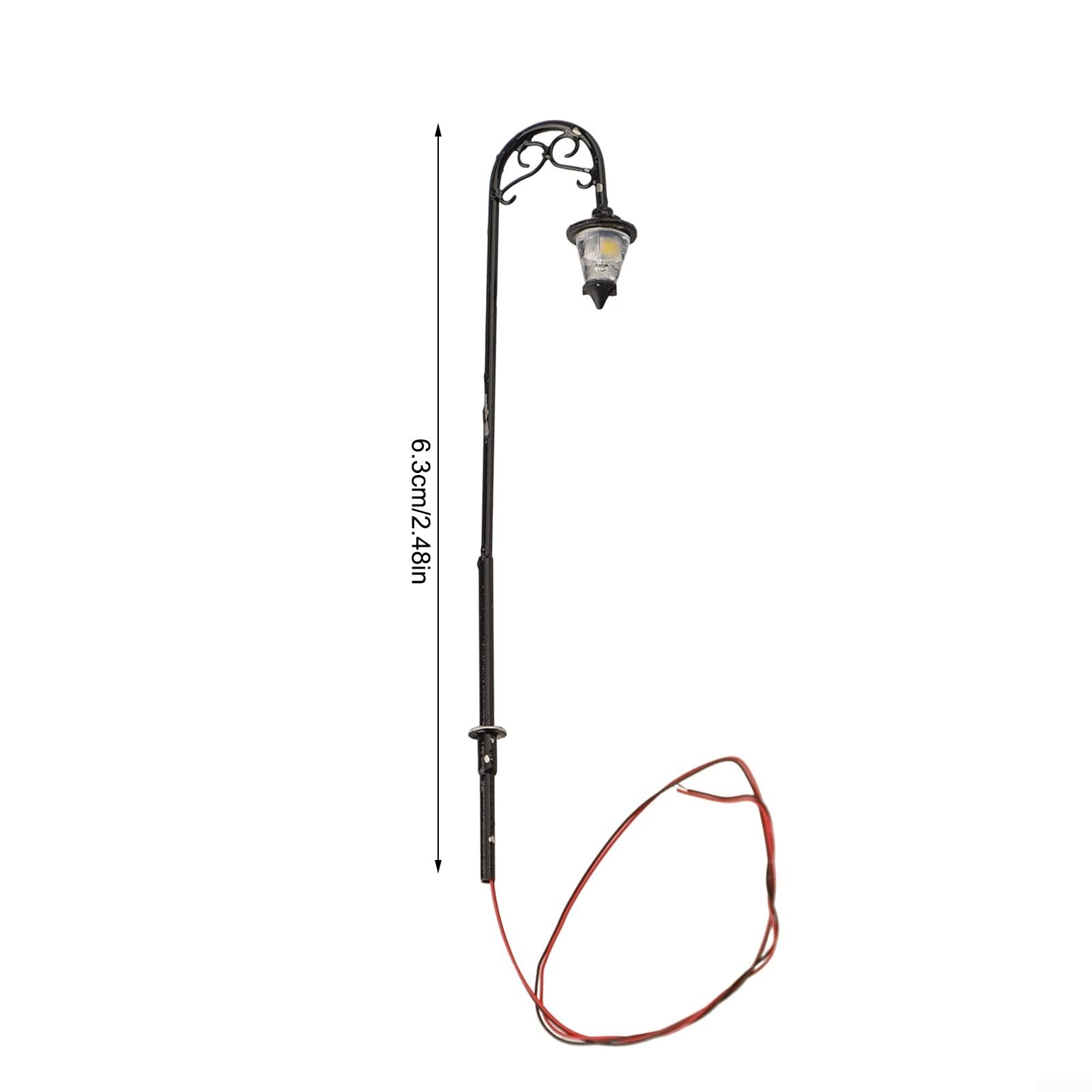 Model Railroad H0 Gauge 1:87 LED Lanterns Light Lamps 63mm 3V for Model Making Bonsai, Warm White LEDs, Metal & Plastic, 10 Pieces with Resistors for 12-16V