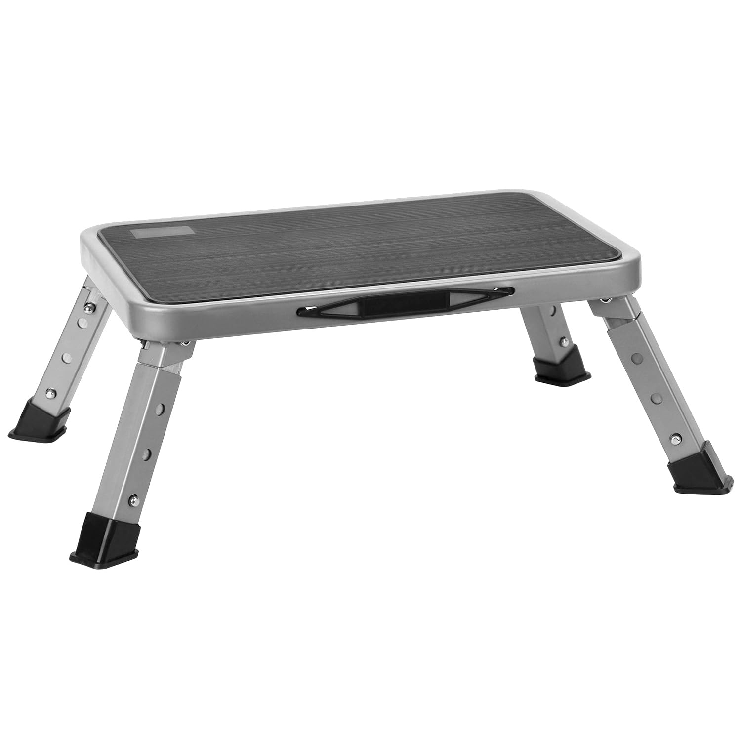QWORK® Stopnie z regulacją wysokości, składana drabina z antypoślizgową platformą, na kemping, do domu
