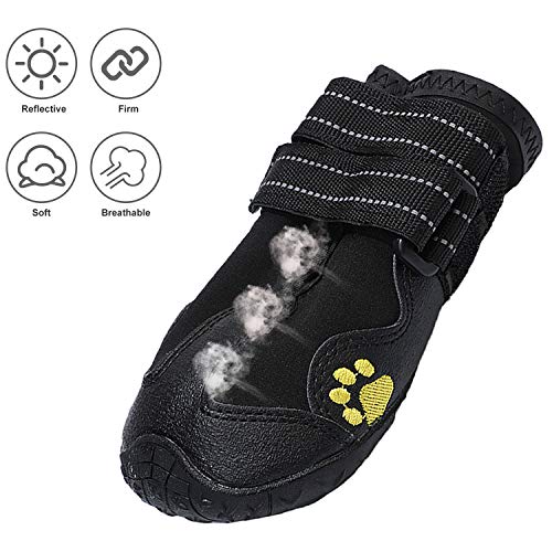 Cucudy Sapatos de cão Botas Sapatos À Prova D 'Água para Cães com Reflexivo Robusto Anti-Slip Sola