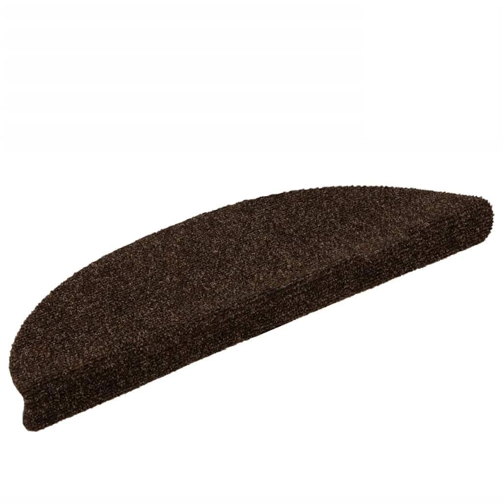 Lot de 5 tapis d'escalier autocollants - 56 x 17 x 3 cm - Marron - Semi-circulaire - Avec design antidérapant - Pour escaliers en bois et intérieur - Isolation acoustique et sécurité