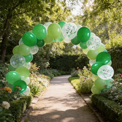 Image of 60Pcs Green Balloons Kit, 12 Inch Confetti Balloons for Party Decorations | Green Latex Balloons with Confetti Design Create a Fresh Party Setup for Birthdays, Baby Showers, St. Patrick'S Day & Events