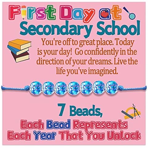 First Day at Secondary School Gifts Girls Bracelets Starting Secondary School Gift 7 Year Back to school Bracelet Glow in the Dark Beads Bracelets for Teen Girl Jewellery String Bracelet Cover