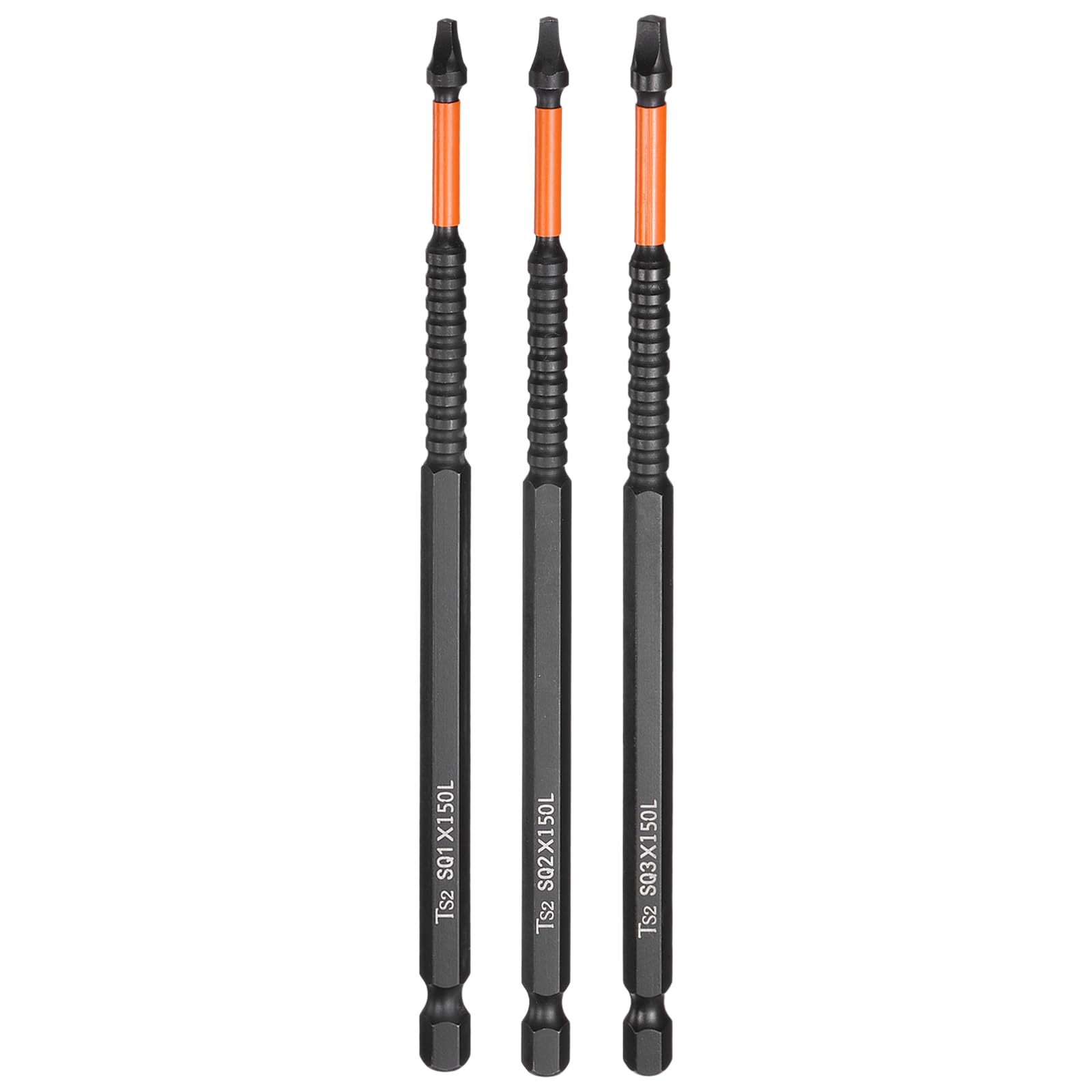 sourcing map 3pcs Square Head Screwdriver Bits 1/4" Hex Shank SQ1/SQ2/SQ3 Magnetic Head 6" Length S2 Steel Screw Driver Drill Bit for Repair Work Electric Screw Driver
