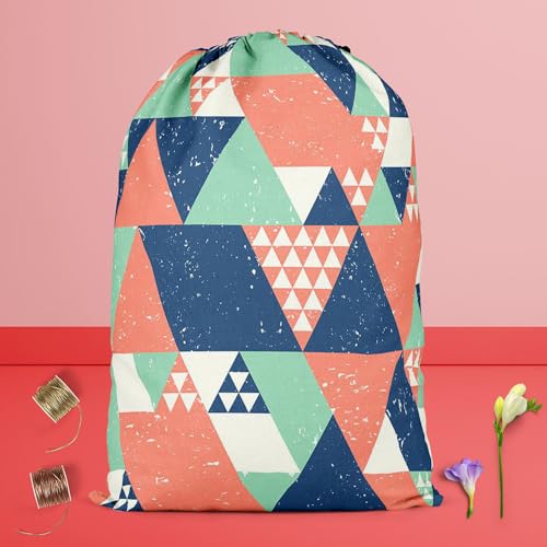 Image of ArtzFolio Colorful Triangles D1 | Reusable Sack Bag | Bag for Gym, Storage, Vegetable & Travel
