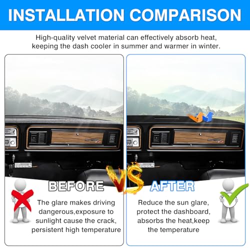 Image of Autorder Dashboard Cover Mat for 1973-1977 1978 1979 Ford F100 /F150 /F250 /F350 /Bronco Pickup Truck Accessories Dash Cover Upgrade Velvet Dash Mat Sunshade Glare UV Rays Protector