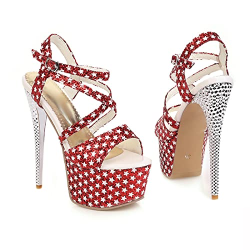 Sandales Creuses à Talons Aiguilles Bout Ouvert pour Discothèque et Grande Taille Femme