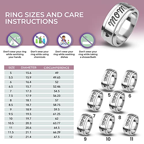 Shop LC Mom Spinner Ring for Women - Spinning Anxiety Ring for Men - Wedding Band 925 Sterling Silver Platinum Plated Jewelry Stress Relief Birthday Gifts Size 5 Engagement Bridal Anniversary - Thumbnail 5