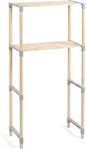 Çamaşır Makinesi Üstü 2 Katlı Masif Ahşap Raf 33x66x127 cm – Banyo Depolama Rafı, Kolay Kurulum, Modern Tasarım