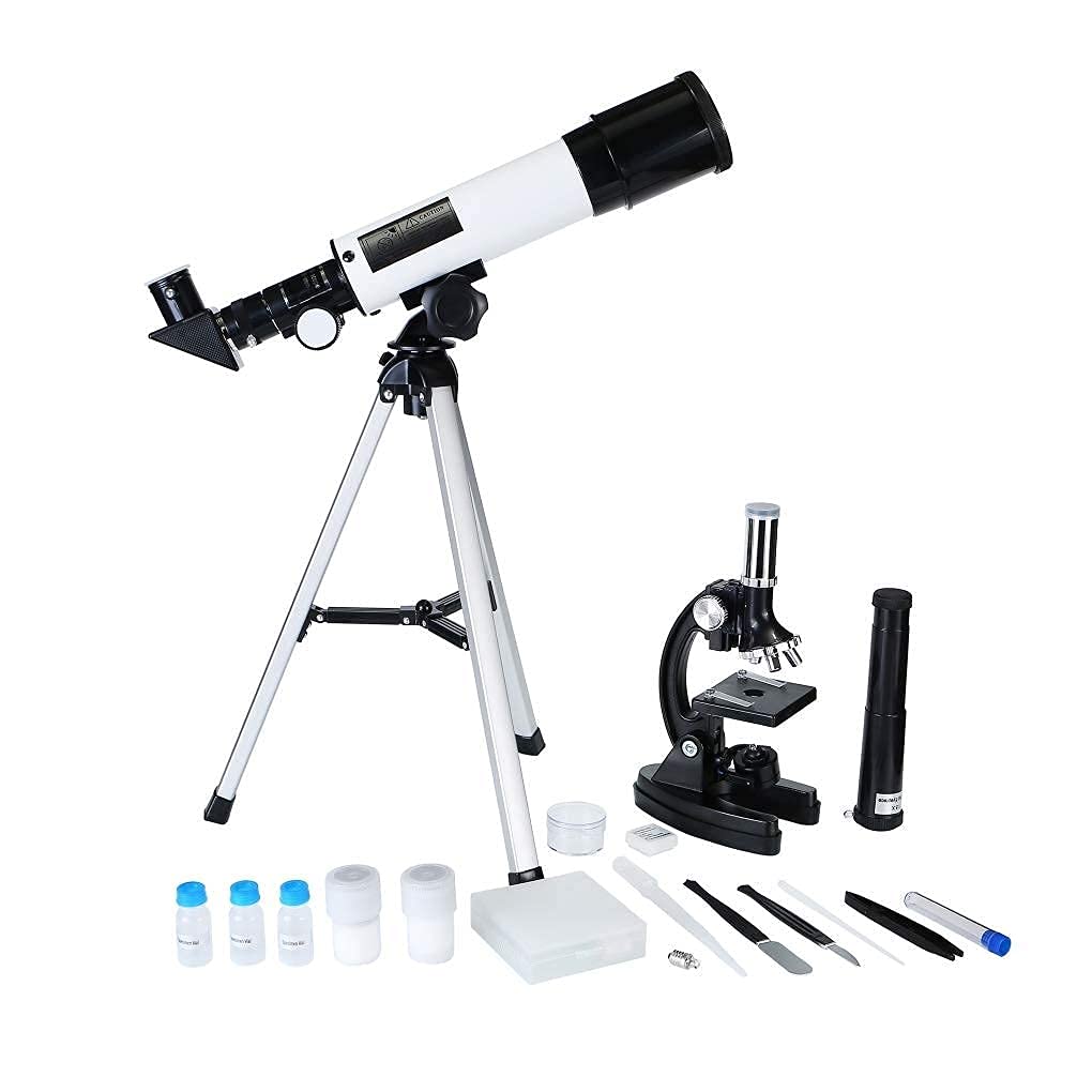 Teleskop astronomiczny dla dzieci, zabawka edukacyjna dla dzieci 50 mm monoskop dla początkujących luneta naukowa z czarnym mikroskopem